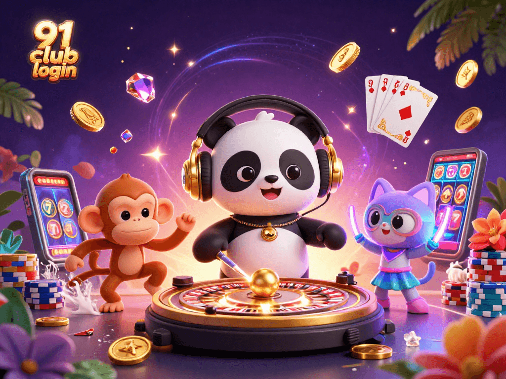 Engage in 91 club login for thrilling games and color predictions with a vibrant casino scene