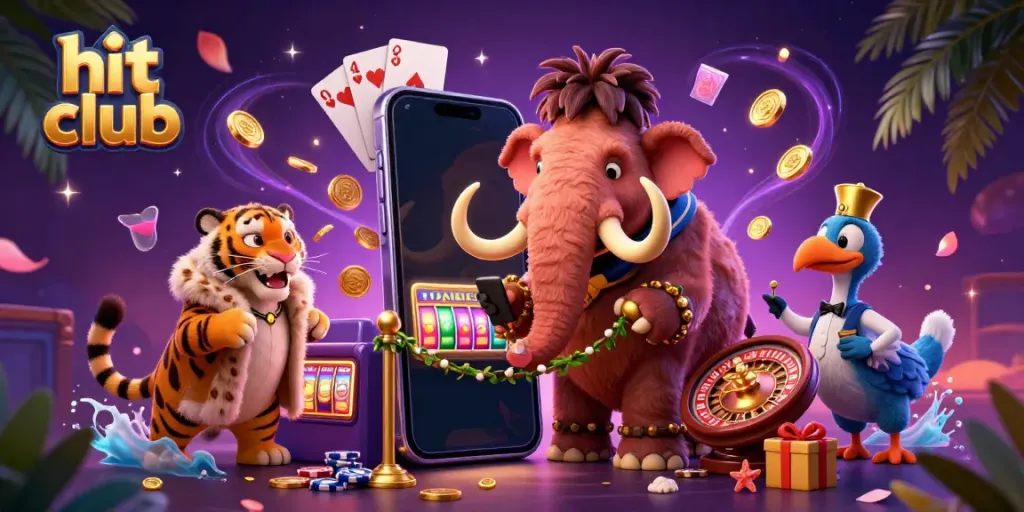 Experience thrilling gaming at hit club, with vibrant 3D characters and engaging casino elements.