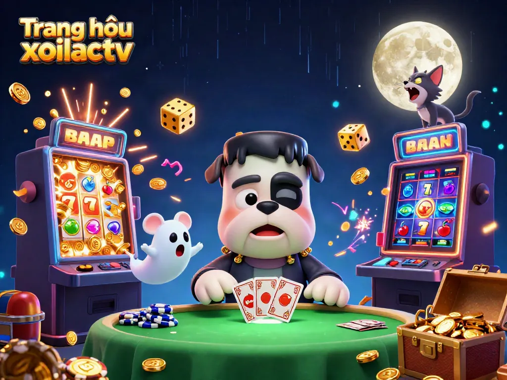 Experience the thrill of gambling with Trang chủ xoilactv in this vibrant 3D illustration featuring dynamic casino elements.