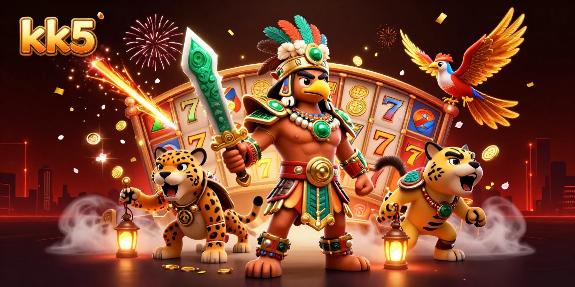 Engage in thrilling kk5 casino gaming adventures with dynamic slot reels and vibrant characters.