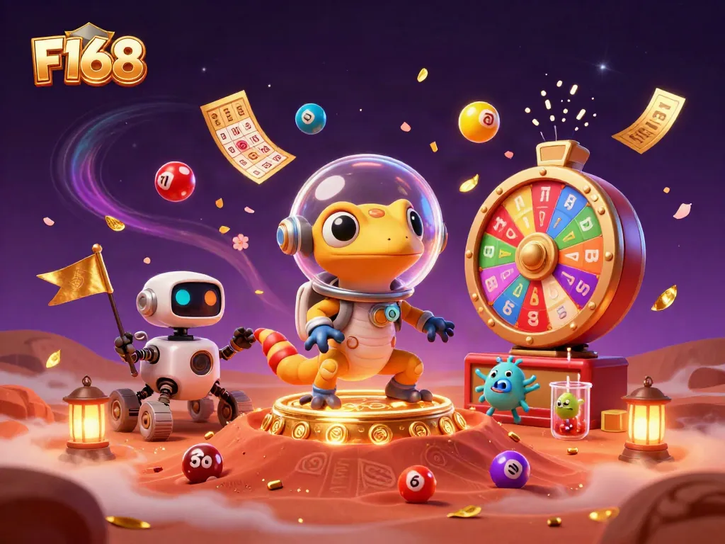 Engage in thrilling moments at F168's unique gaming experience with vibrant casino elements.
