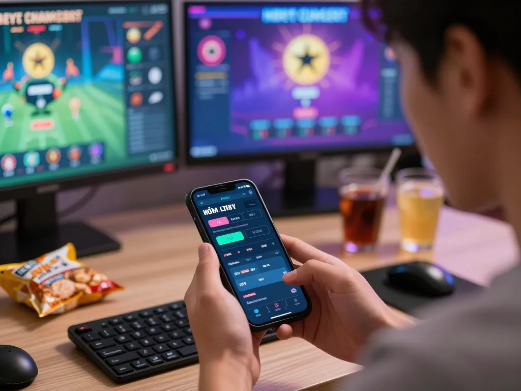 Engaged user reviewing kèo nhà cái hôm nay on smartphone, showcasing active sports betting