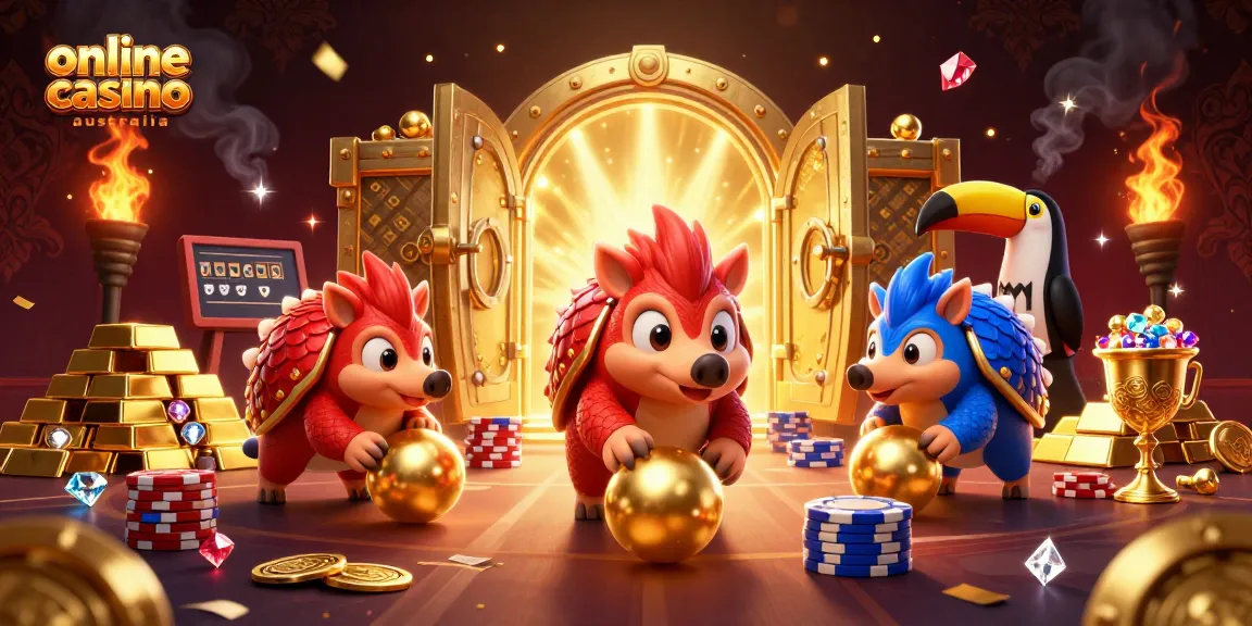 Engage in vibrant gameplay at an online casino Australia with rival pangolins amidst treasures and excitement.