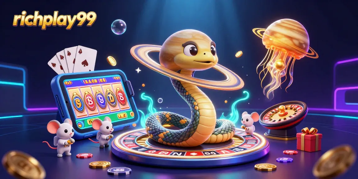 Spin to win at richplay99 with animated casino elements and engaging cosmic characters.