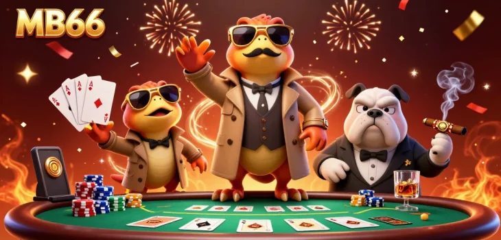 Engage with MB66's vibrant casino atmosphere as three raptors cleverly disguise themselves at the VIP lounge.