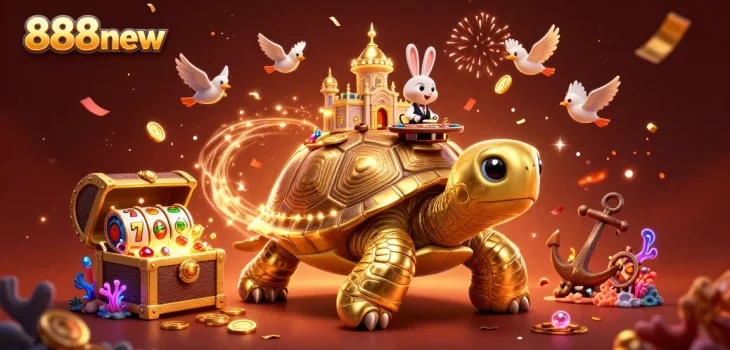 Experience the magic of 888new with vibrant casino-themed 3D illustration showcasing fortune and excitement.